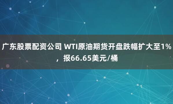 广东股票配资公司 WTI原油期货开盘跌幅扩大至1%，报66.65美元/桶